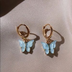 Turquoise/Gold Dainty Butterfly Earrings - NEVER WORN